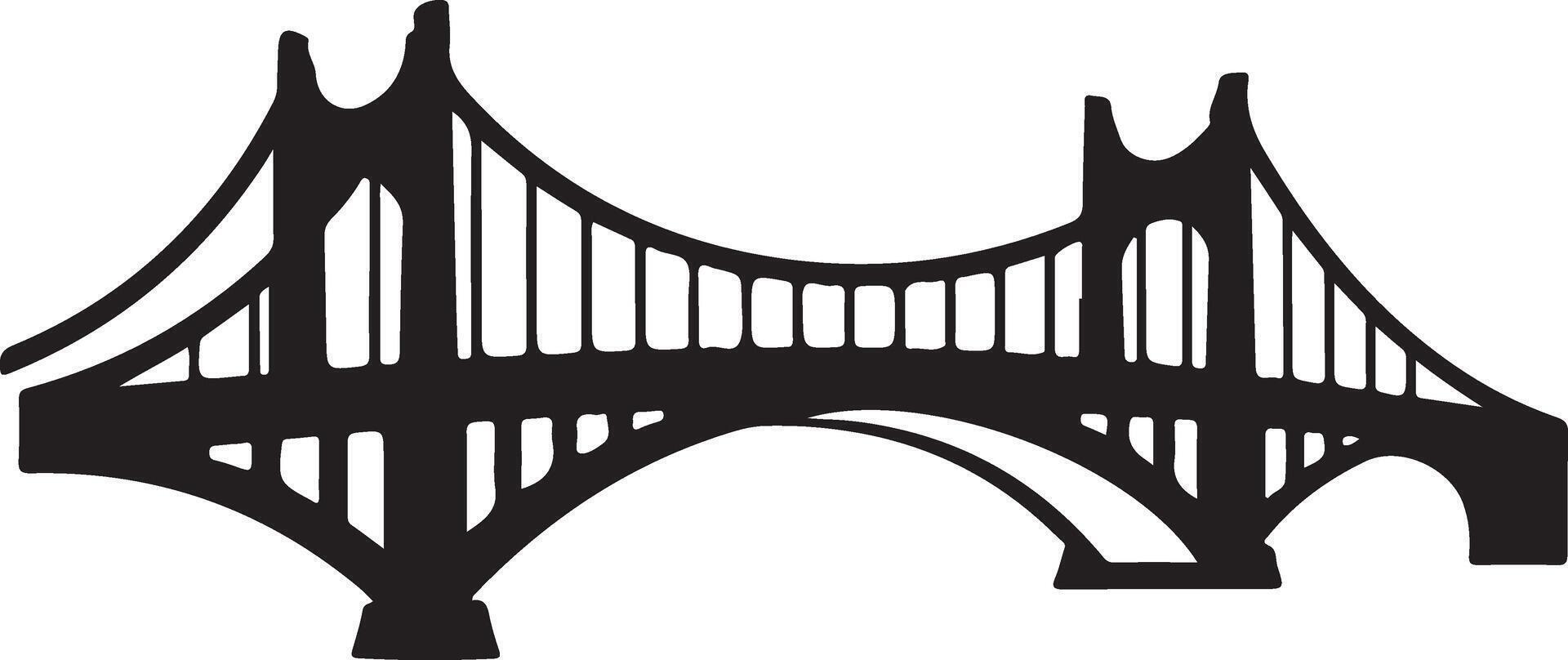 Bridge silhouette isolated on white background, representing architecture and transportation design vector