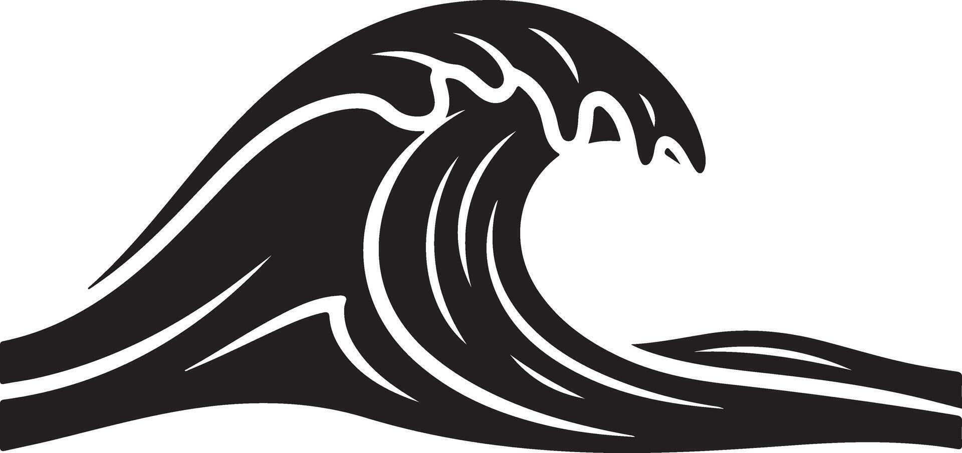 Wave silhouette isolated on white background, a powerful and dynamic force of the ocean vector