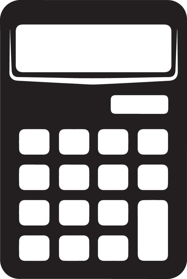 Silhouette of a basic calculator with buttons and display isolated on white background vector