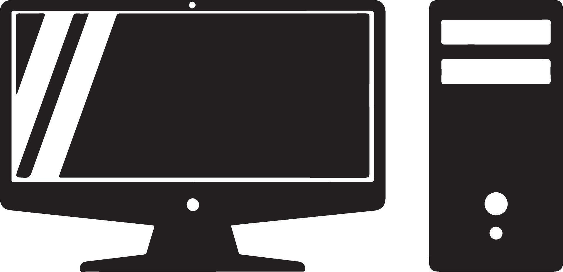 escritorio computadora con monitor y UPC torre, aislado en blanco antecedentes vector