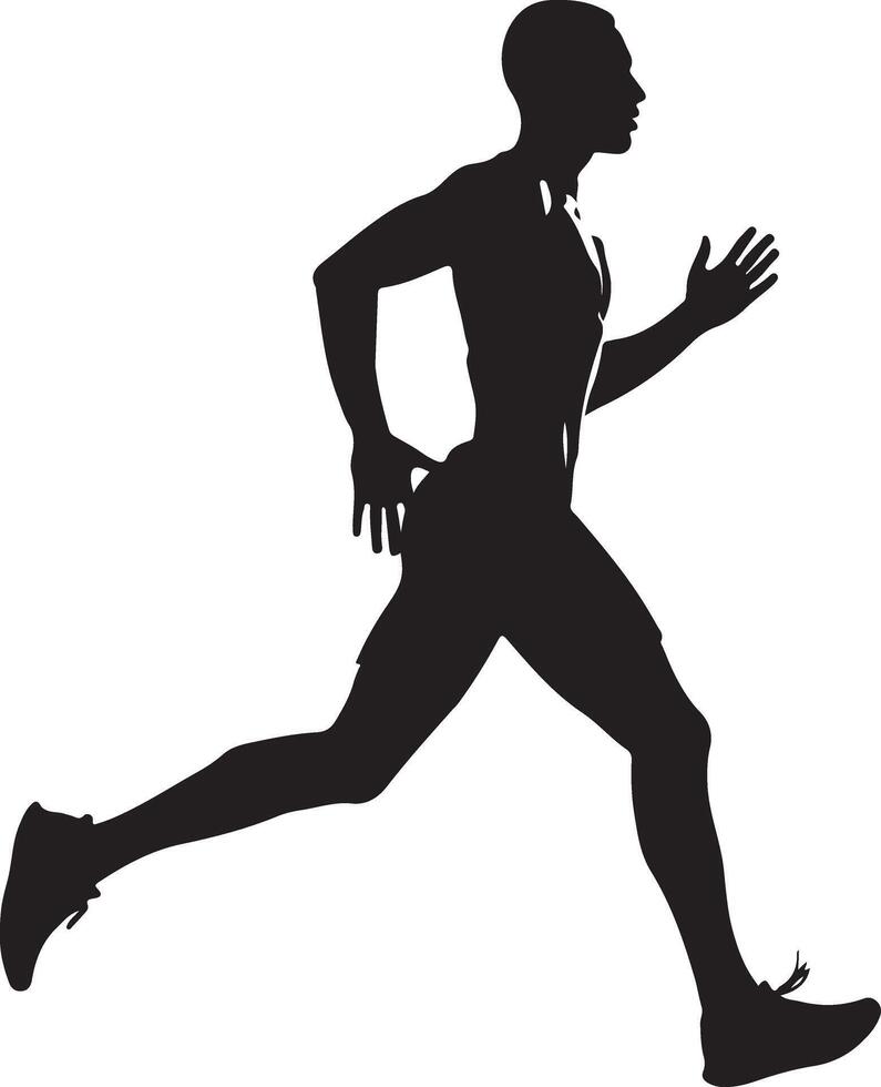 Runner silhouette illustration, isolated on white background, dynamic and energetic pose vector
