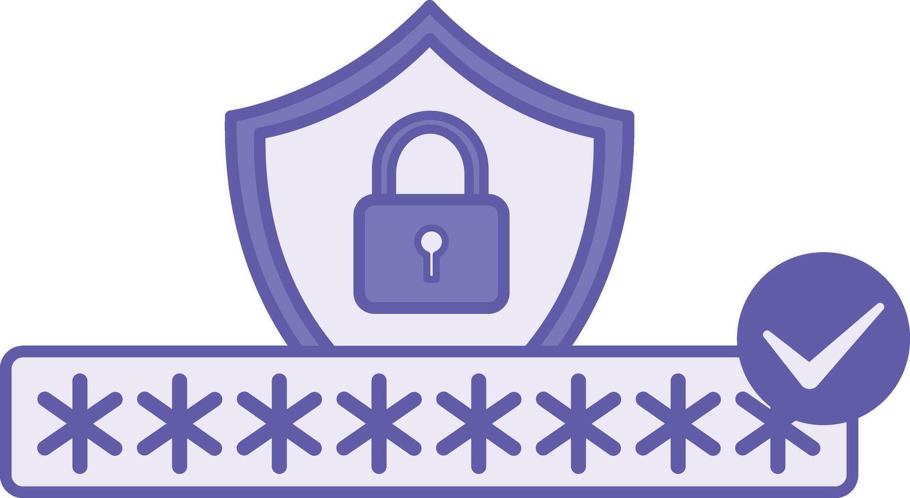 Colored Good Password Icon. Illustration. Shield, Padlock, and Long Code. Additional Account Protection from Unauthorized Access. Concept Password and Data Security vector
