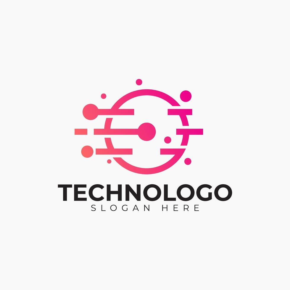 Tech logo design with a circle and dots vector