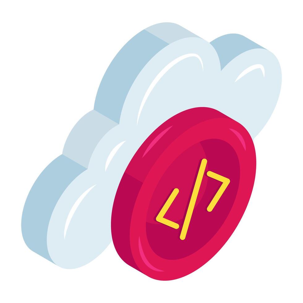 Unique isometric design icon of cloud coding vector