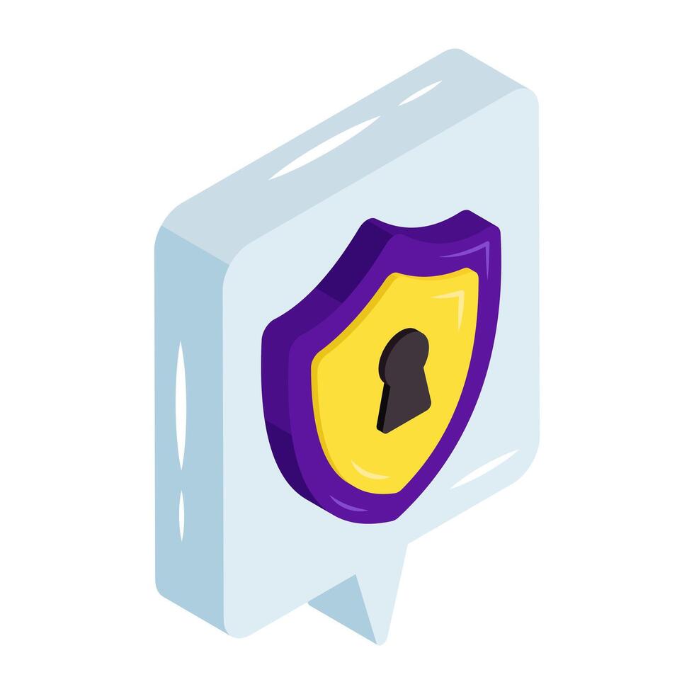 Conceptual isometric design icon of encrypted message vector
