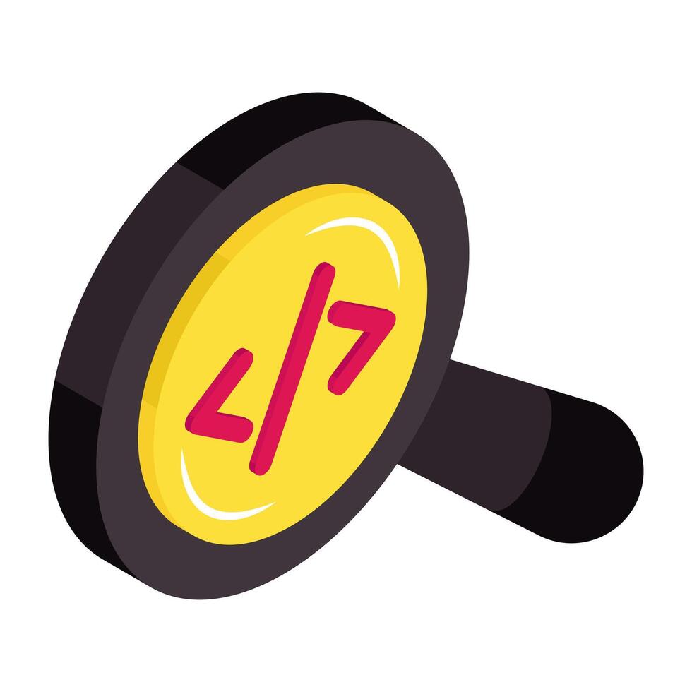 Editable design icon of search coding vector