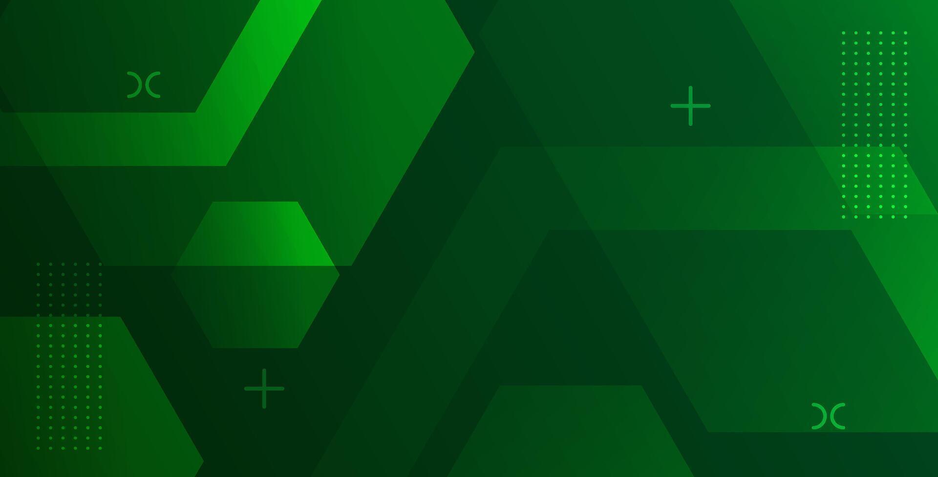 abstract green gradient diagonal light and line hexagon shape decoration background. vector