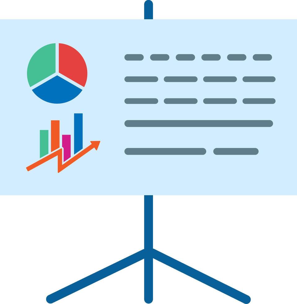 a presentation board with a pie chart and bar graph vector