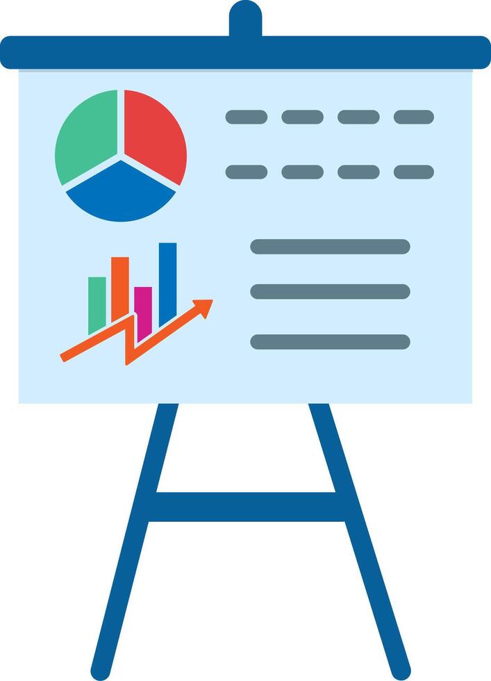 a whiteboard with a graph and pie chart vector