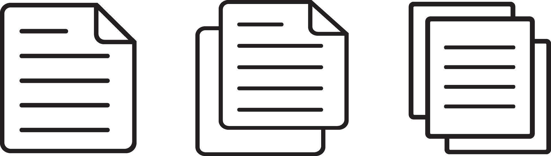 Minimal Document Icons Single, Double, Triple Page Stack Icons Set vector