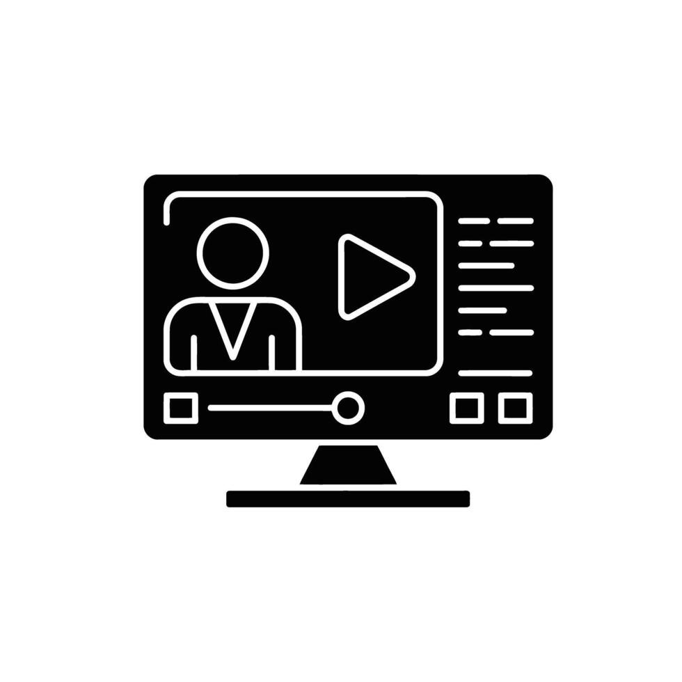 en línea presentación computadora pantalla mostrando hombre icono jugar botón y texto vector