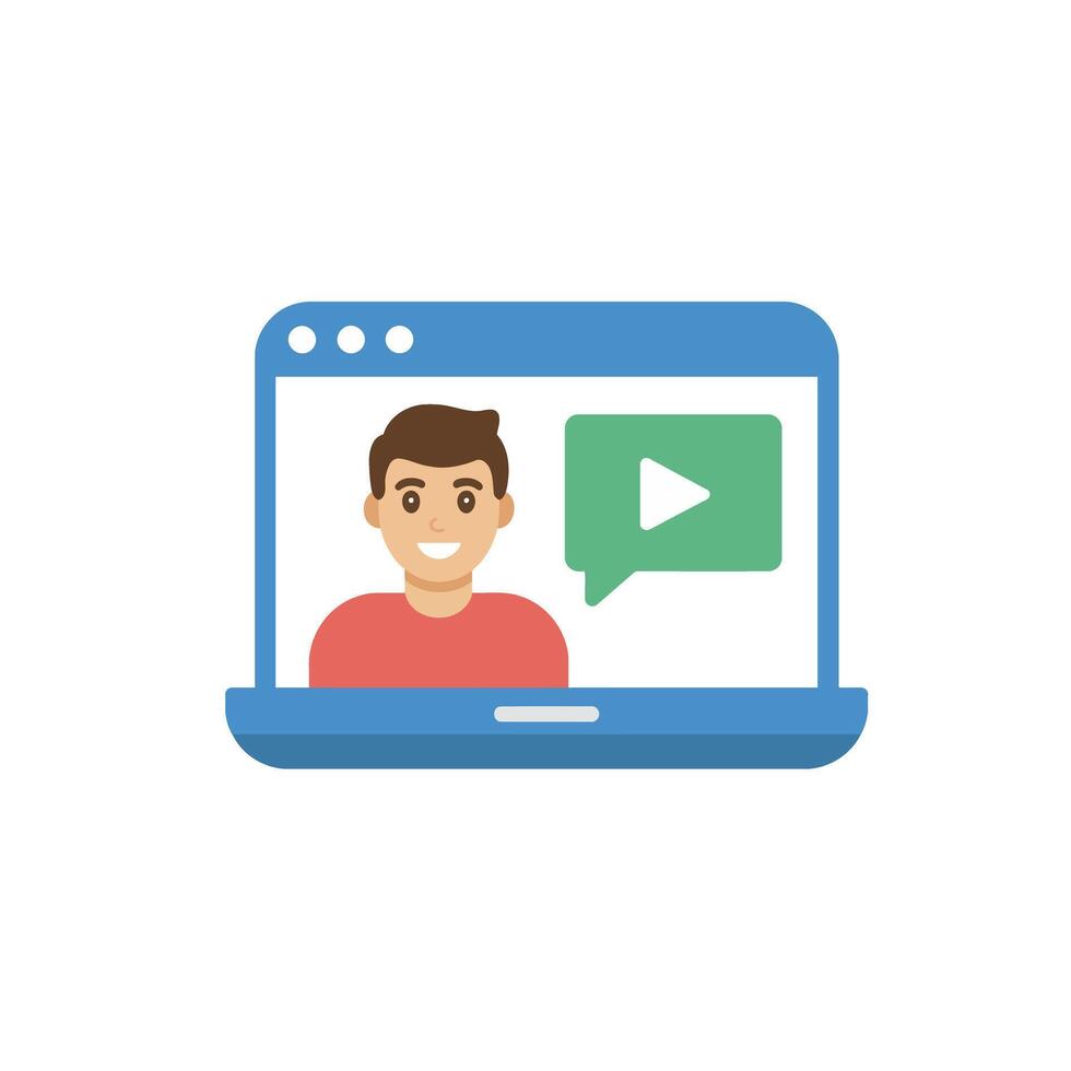 Online Call with Play Button Design for Website and Application Interfaces vector