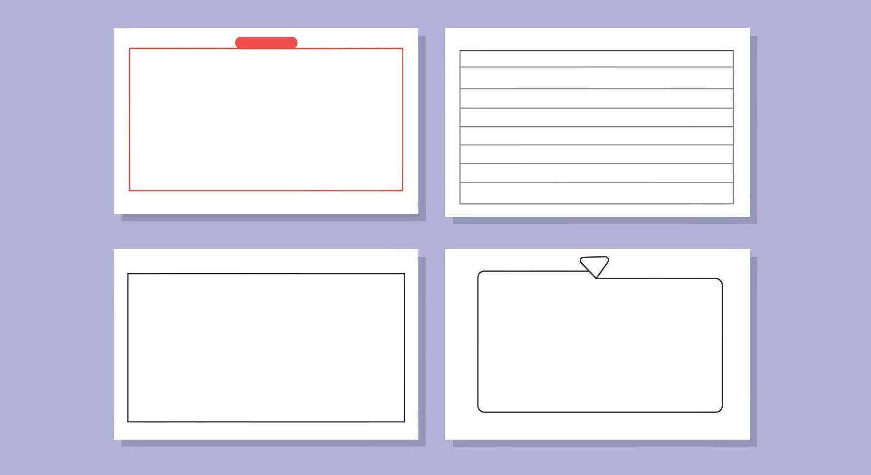 Four blank paper sheets with a red line and a note pad vector