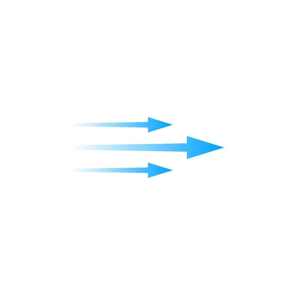 Arrow flow illustrating multiple blue arrows displaying dynamic motion and direction vector