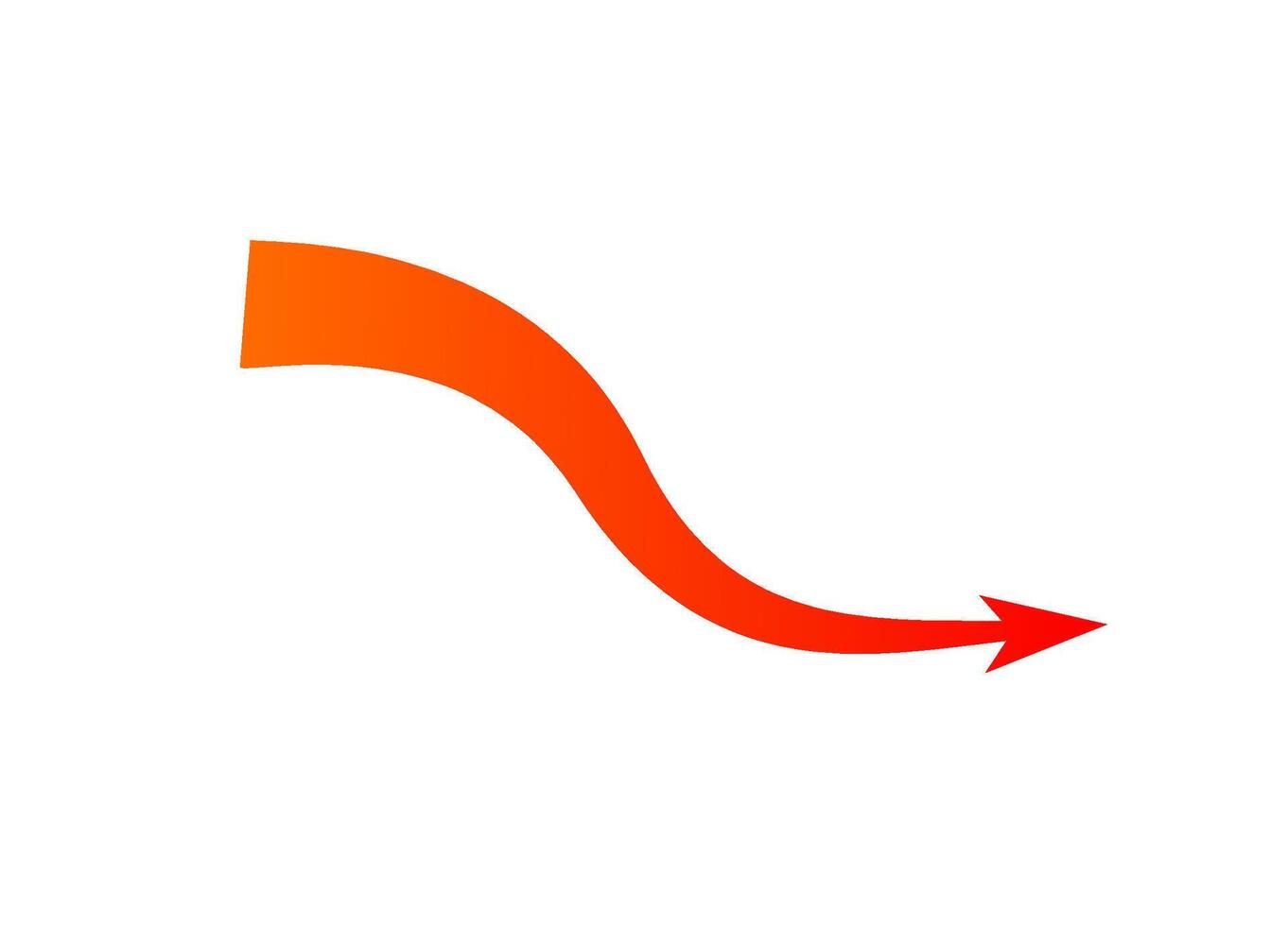 Bold orange curved arrow signifying attack path in dynamic movement and strategic flow vector