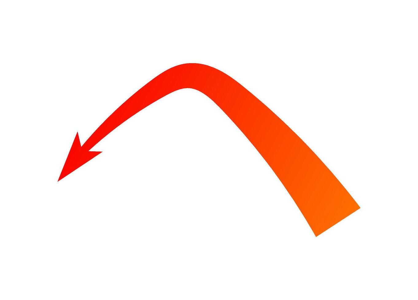 Curved red arrow signifying strategic motion and dynamic movement in conflict situations vector