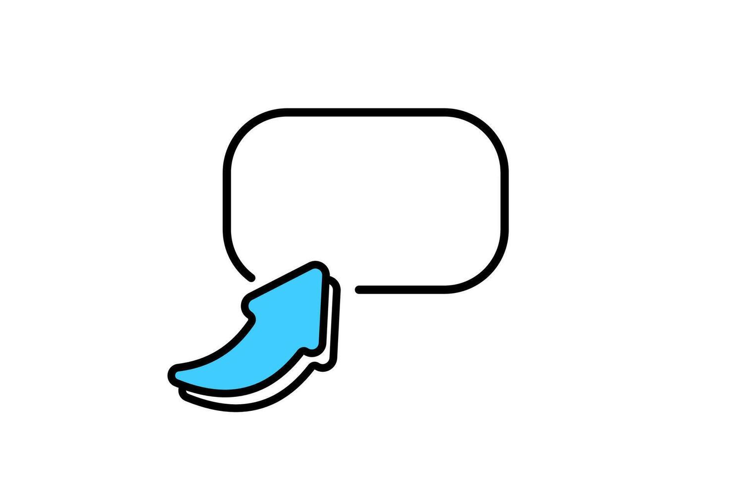 Highlight with blue annotation arrow pointer on rounded UI rectangle vector