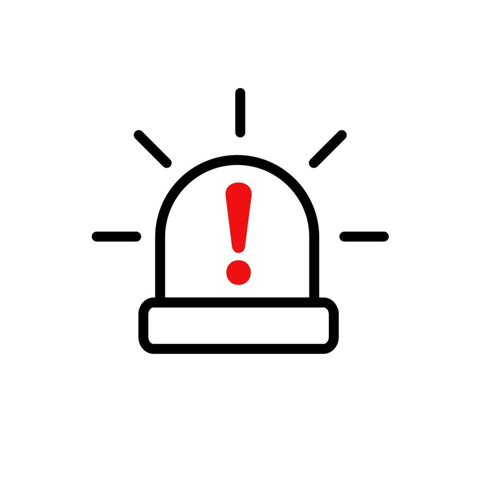 Exclamation mark inside siren icon signaling alerts warnings and urgent notifications vector