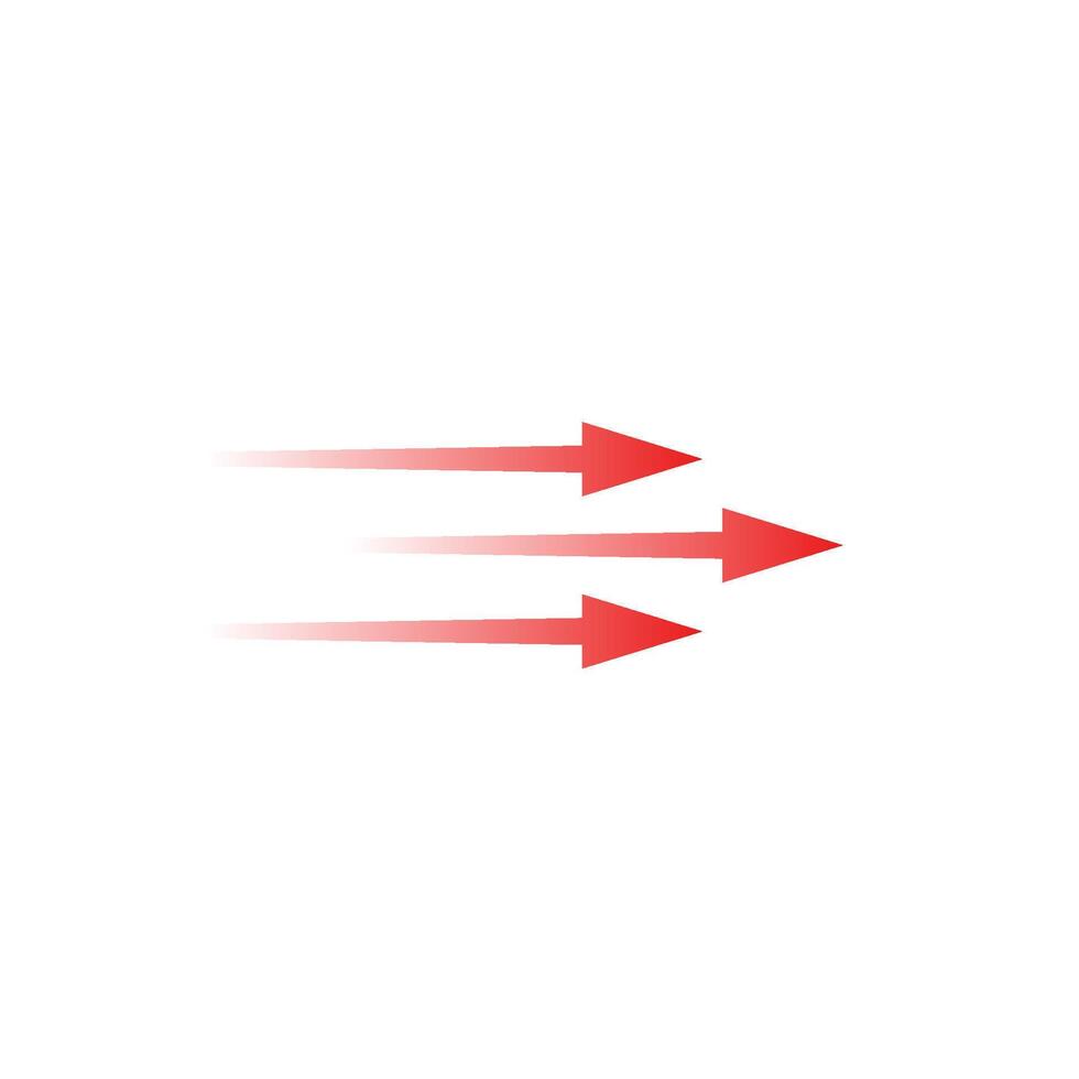 Arrow flow with three red curved arrows indicating smooth and dynamic motion direction vector