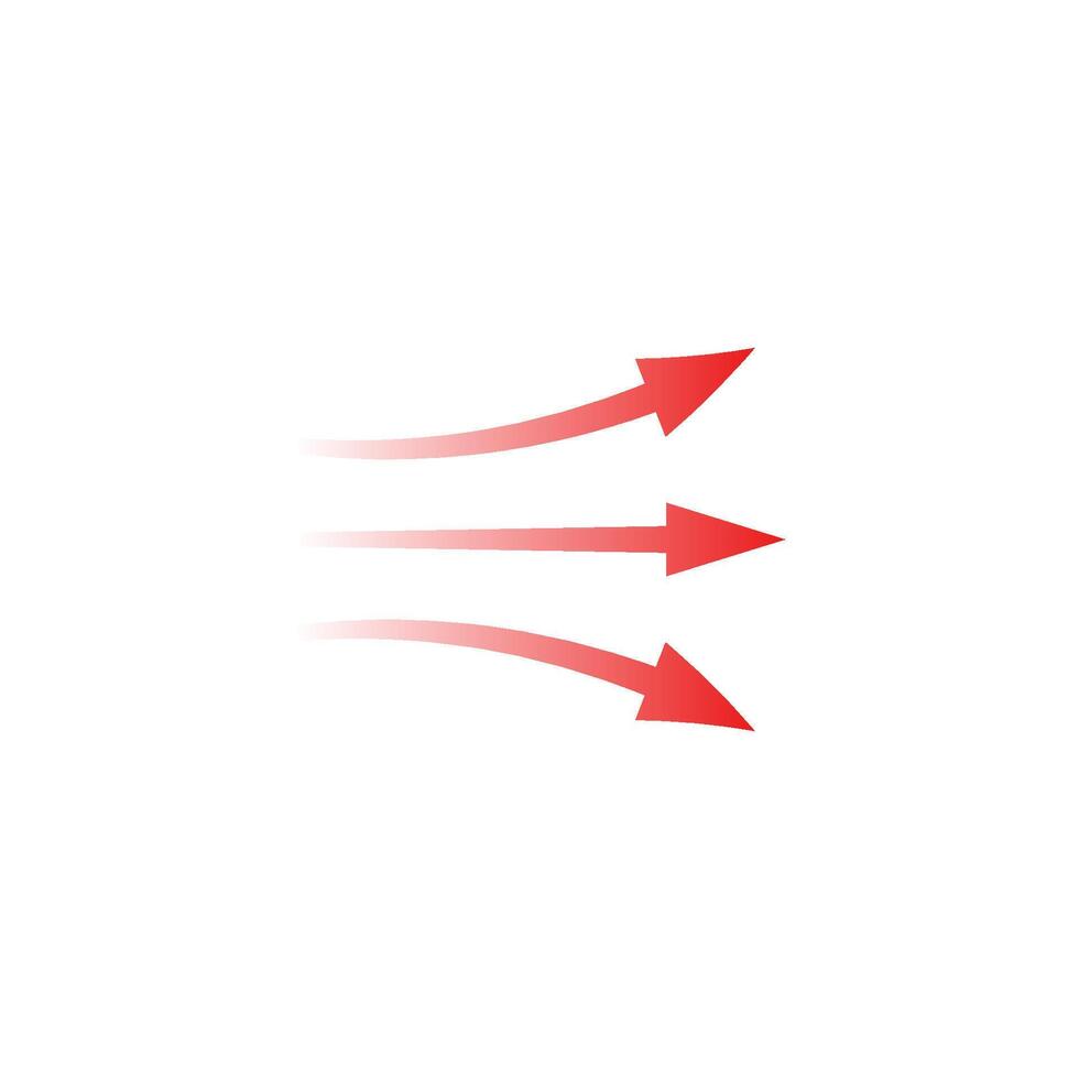 Arrow flow red streamlined design representing smooth movement and swift motion concepts vector