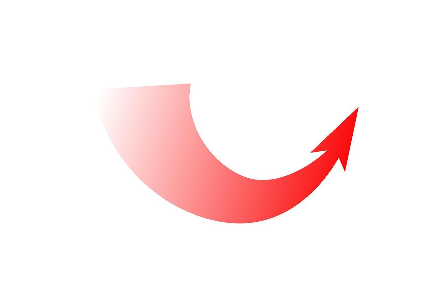 Dynamic curved war arrow with bold red gradient for strategic motion and direction vector