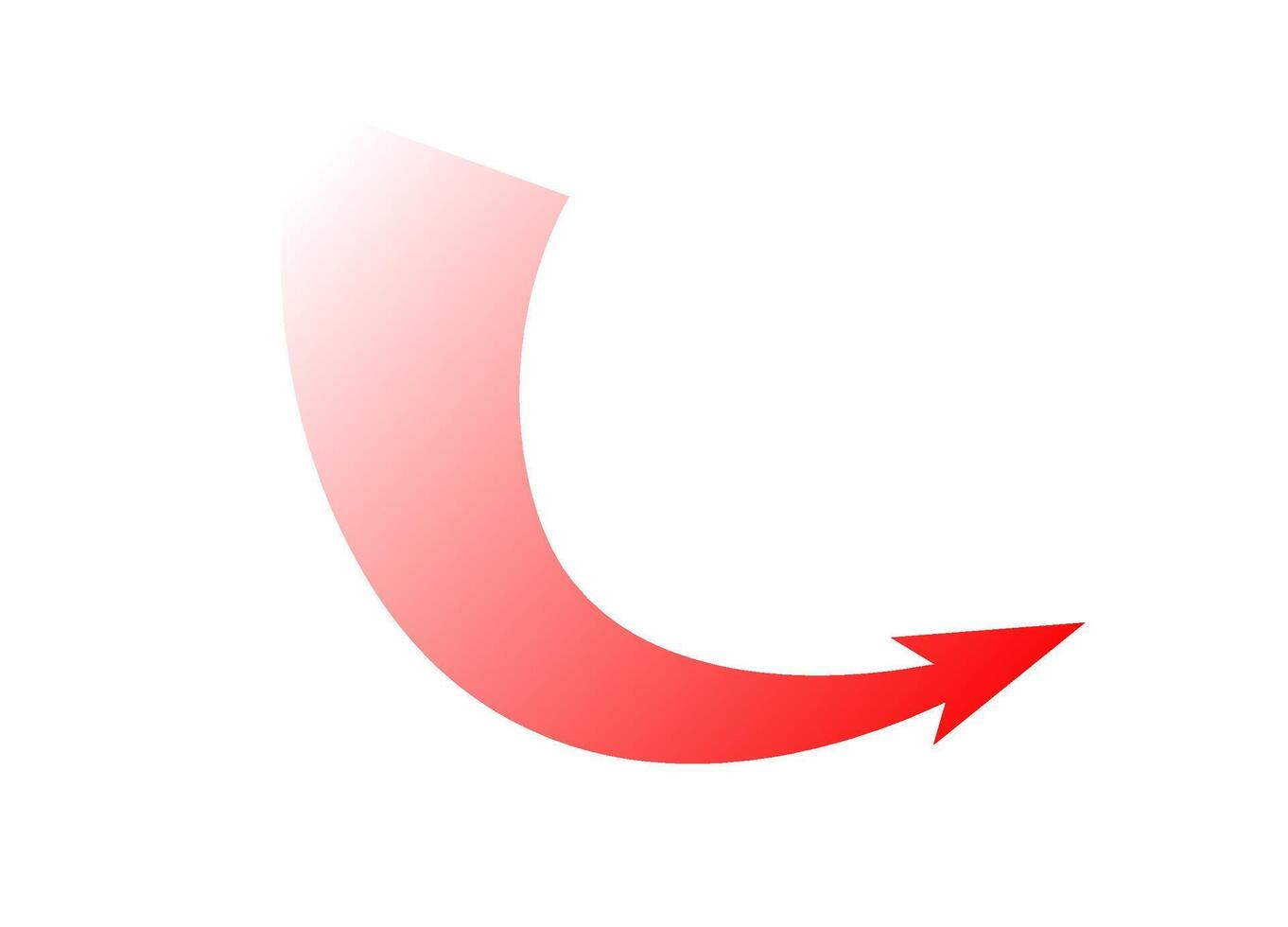 Bold curved arrow in red gradient symbolizing dynamic motion and strategic war path vector