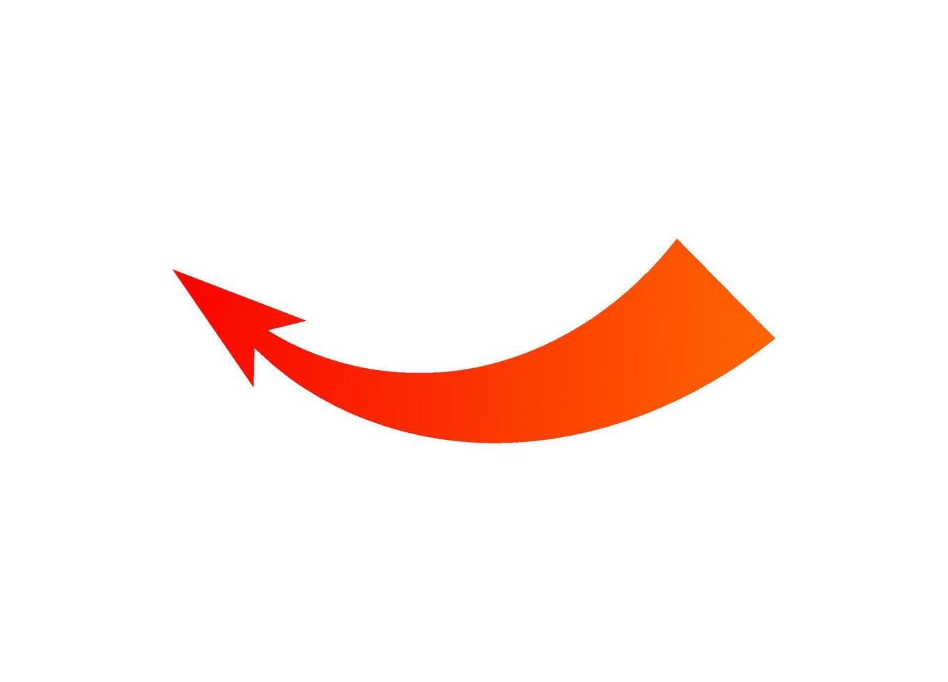 Bold curved arrow for attack and strategy with dynamic motion in red gradient vector