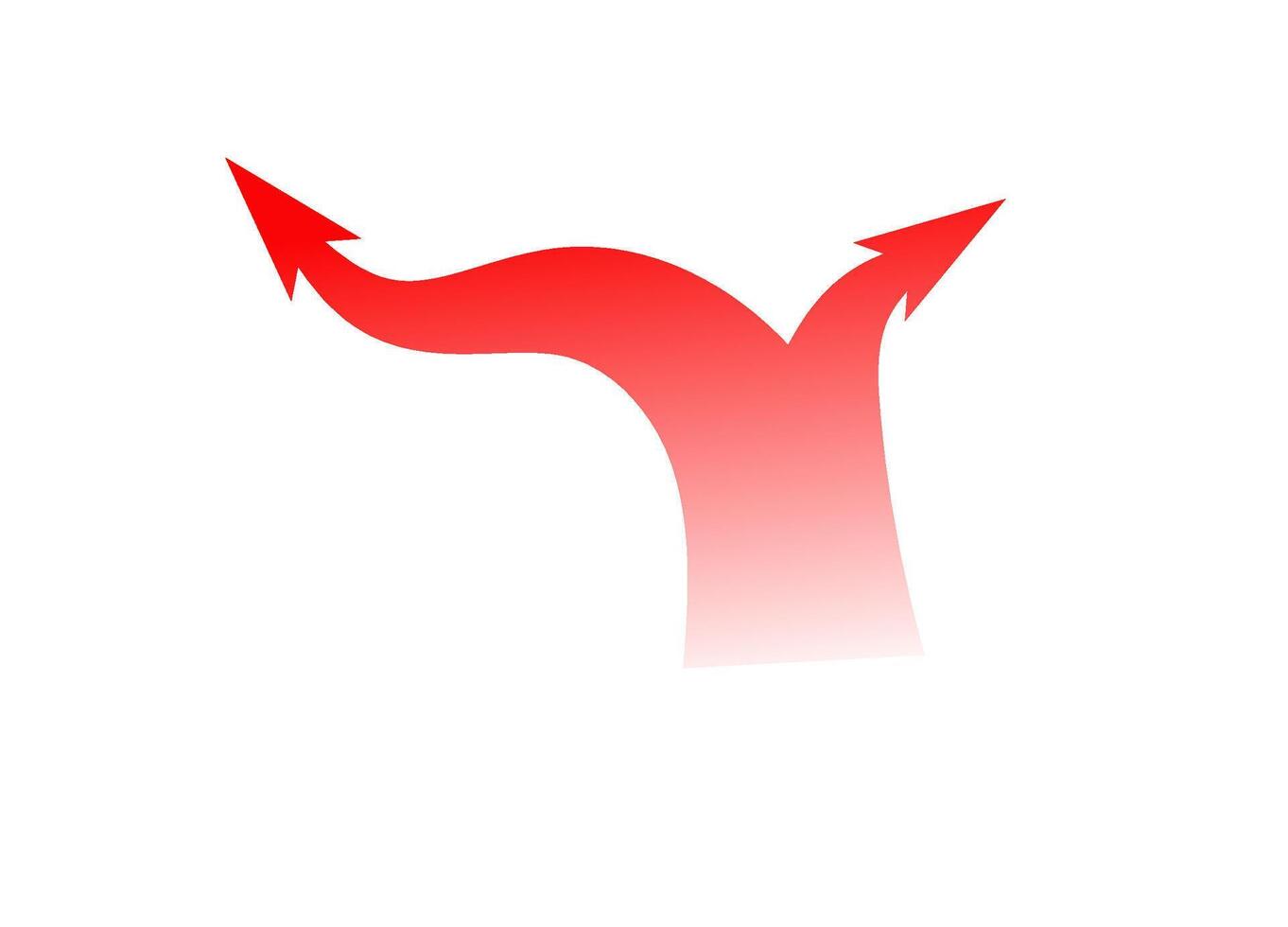 Curved and straight red arrows for strategy and dynamic combat movement representation vector