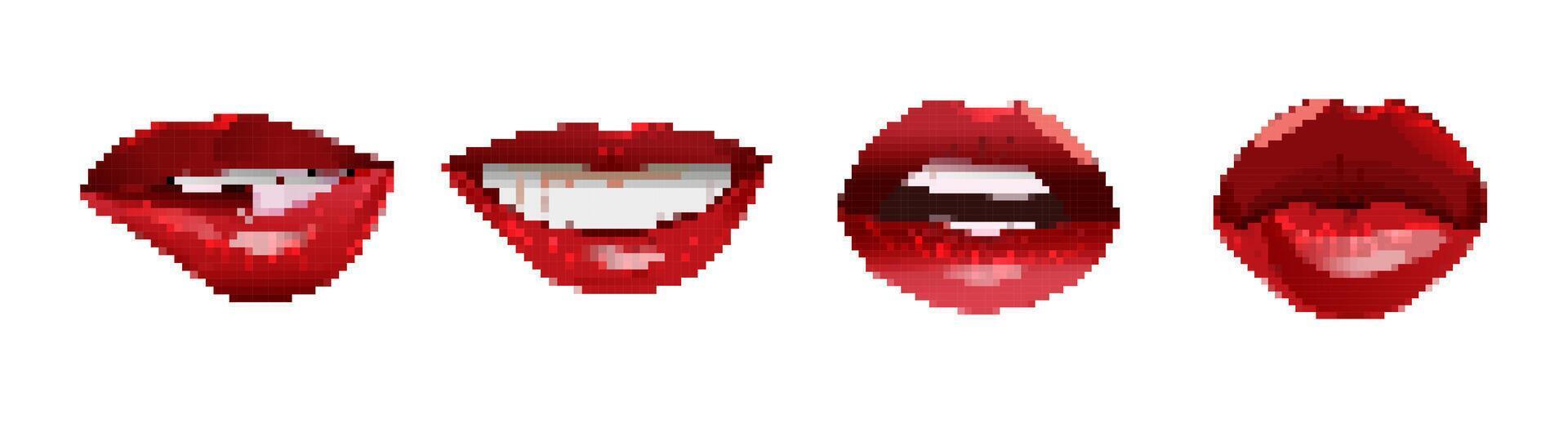 Colorful 8 bit pixel turbans for retro game design elements vector