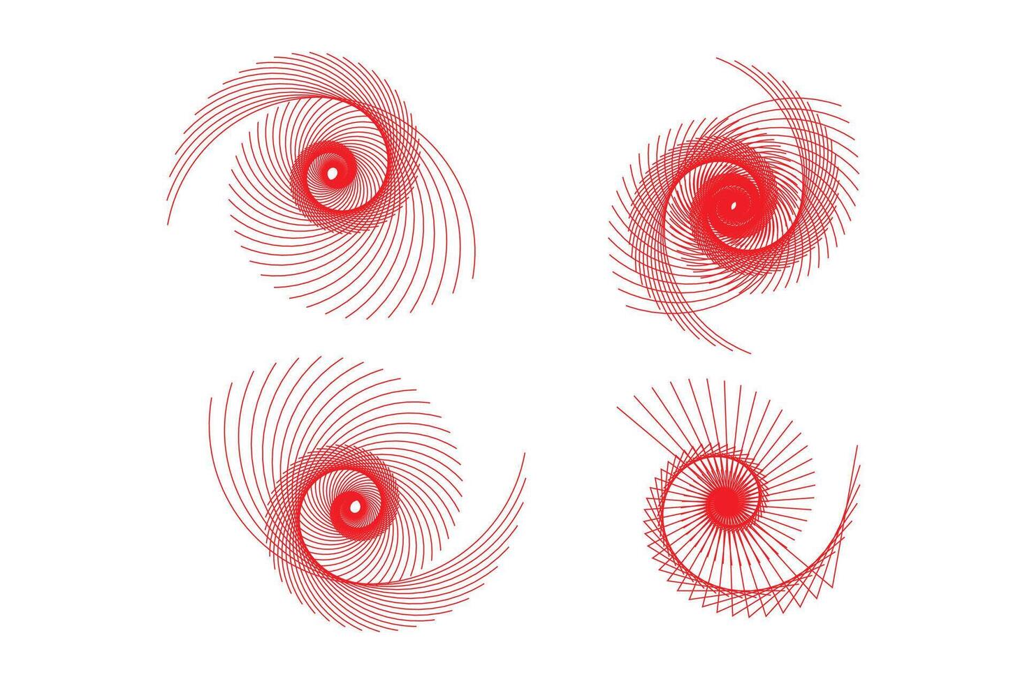 Abstract red spiral patterns on a white background. vector