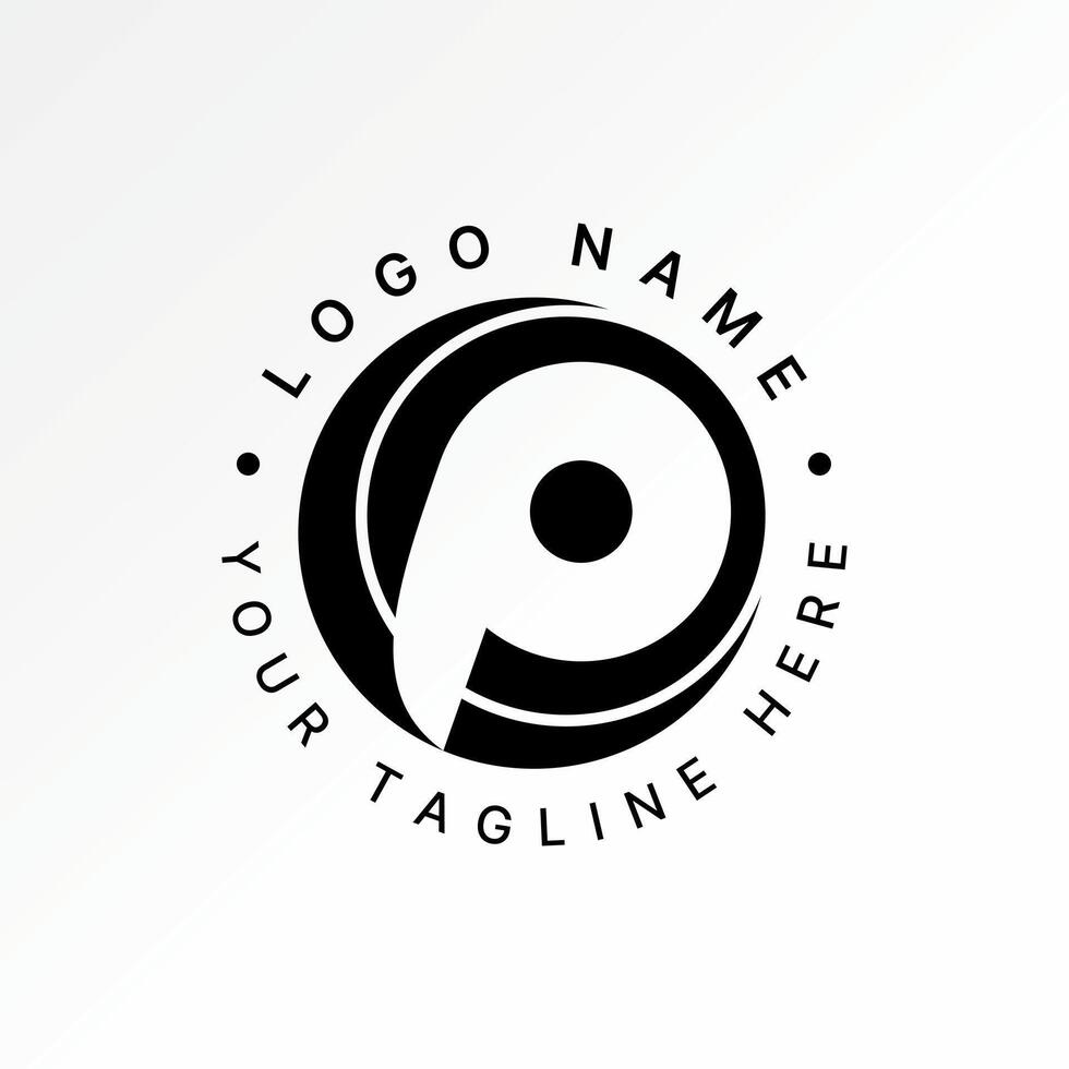 initial P font circle cut negative space pattern vector