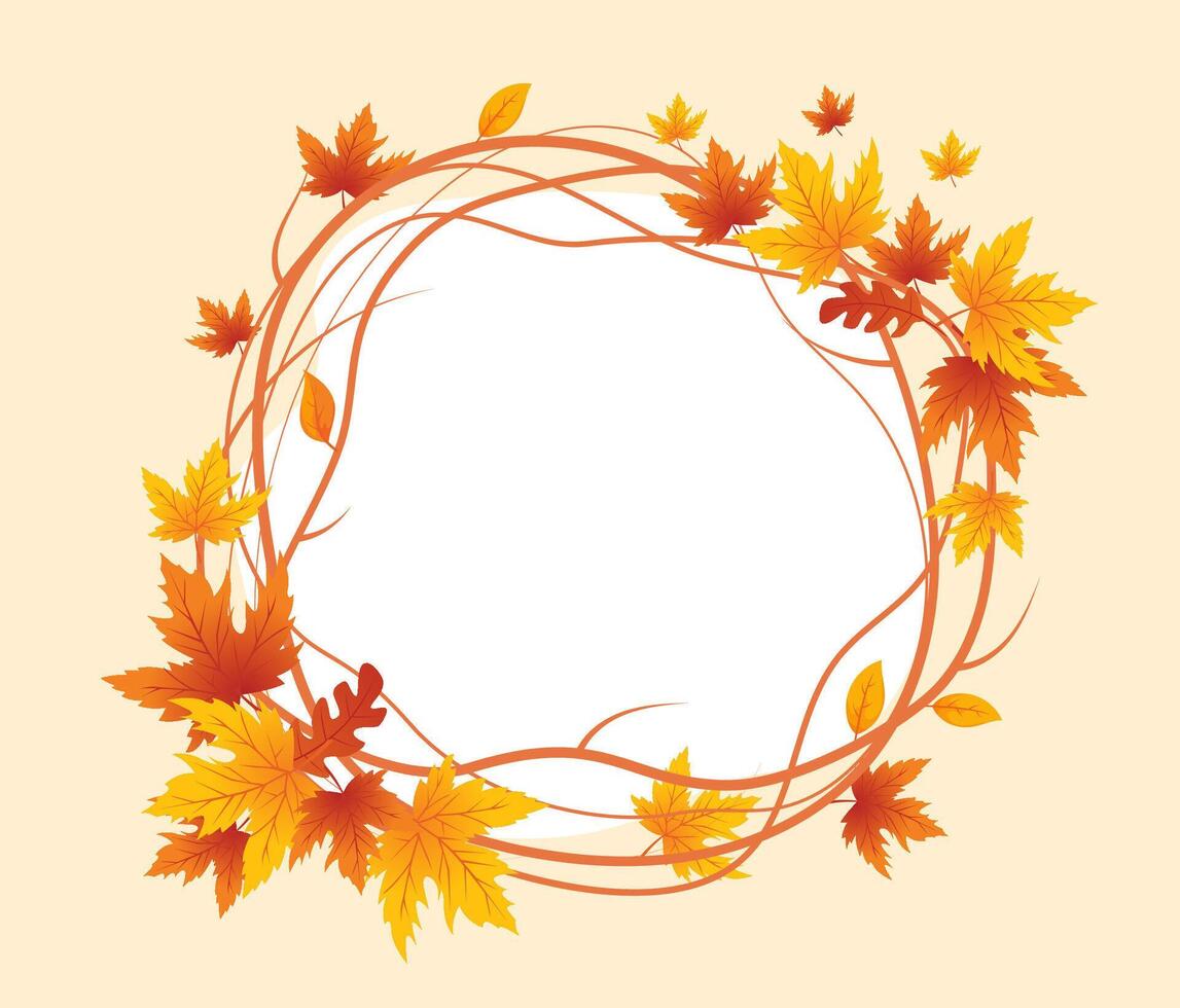 Autumn Leaves Frame Background - Hand Drawn Frame Autumn Background, Maple Leaf Autumn Background vector