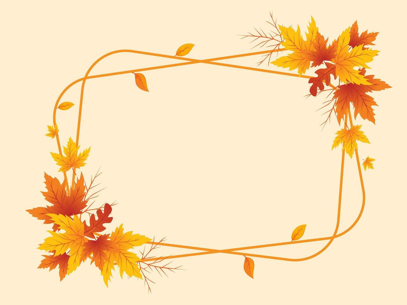 Autumn Leaves Frame Background, Landscape Hand Drawn Frame Autumn Background, Maple Leaf Autumn Background vector