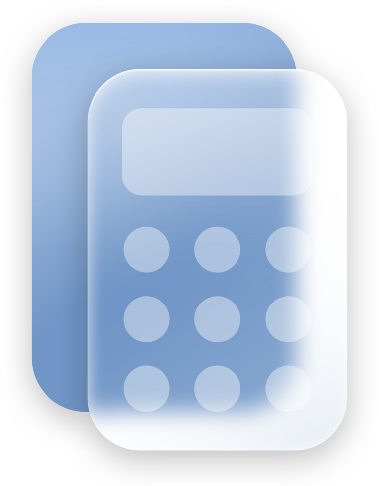 calcolatrice pulsante e icona elementi, vetromorfico trasparente e lucido stile per ui UX applicazione design. png