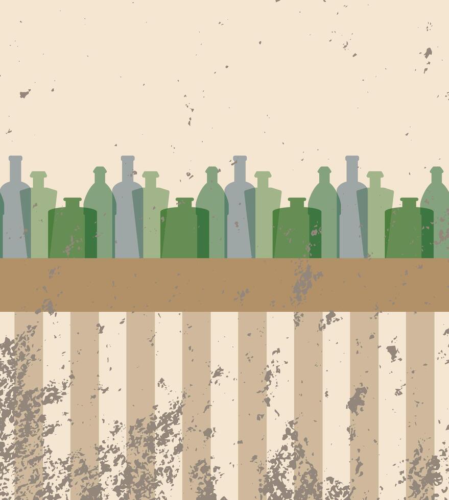 Grungy background with a border of bottles vector