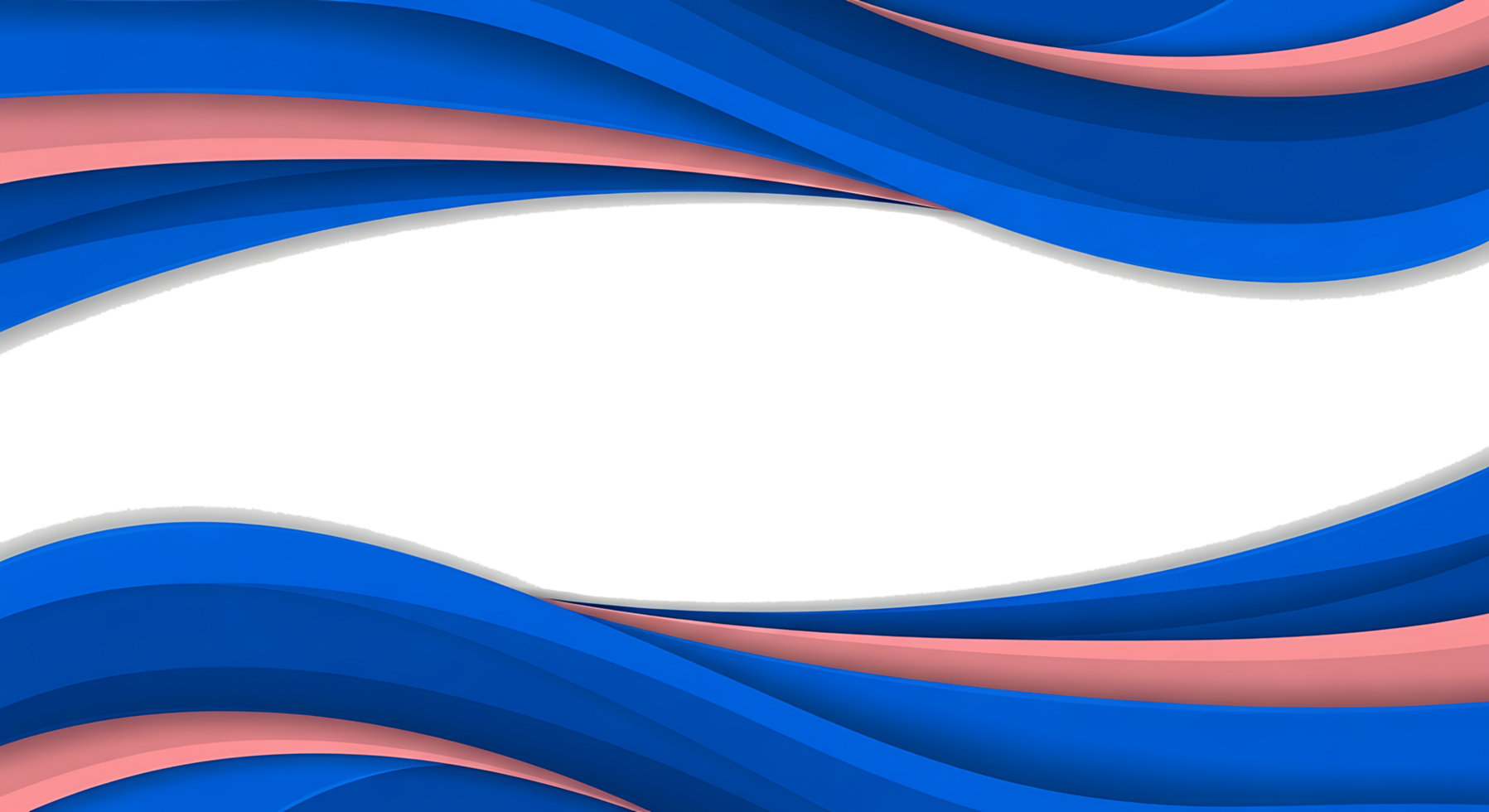 Dynamic abstract frame of flowing blue and pink wavy layers creating a modern layered papercut style composition. png