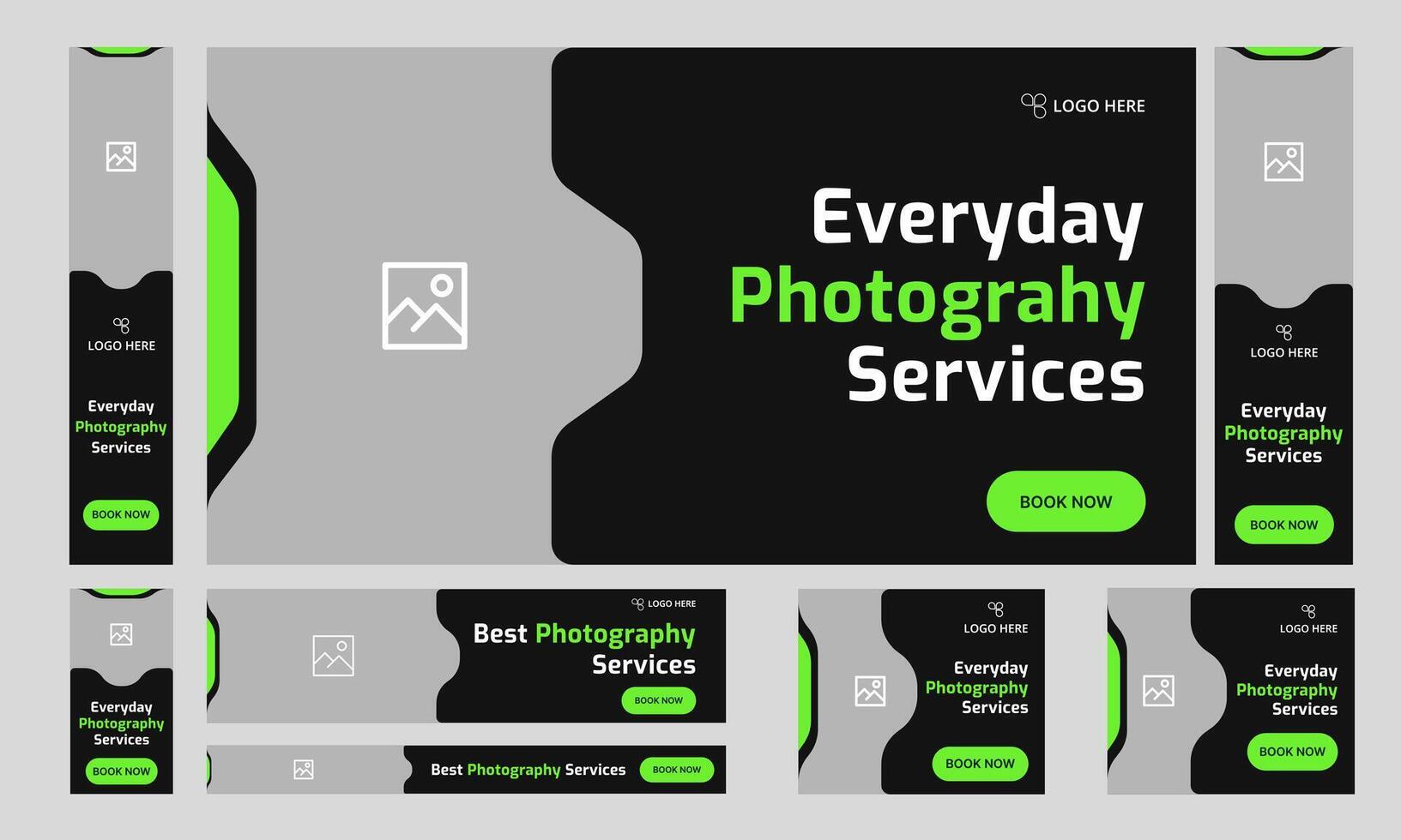 Daily illustration best photography web set banner design for social media post, web bundle banner design, customizable eps 10 file format vector