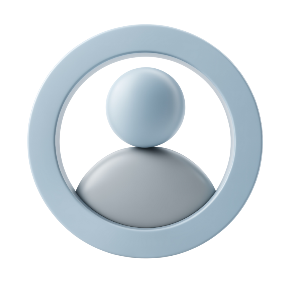 A minimalist icon representing a user with a simple design, perfect for applications and websites, Isolated on transparent Background png