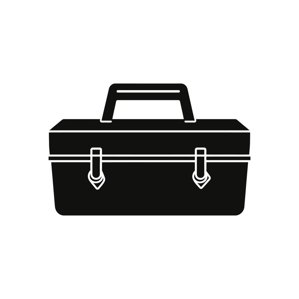 Black silhouette of a classic toolbox with handle on a white background vector