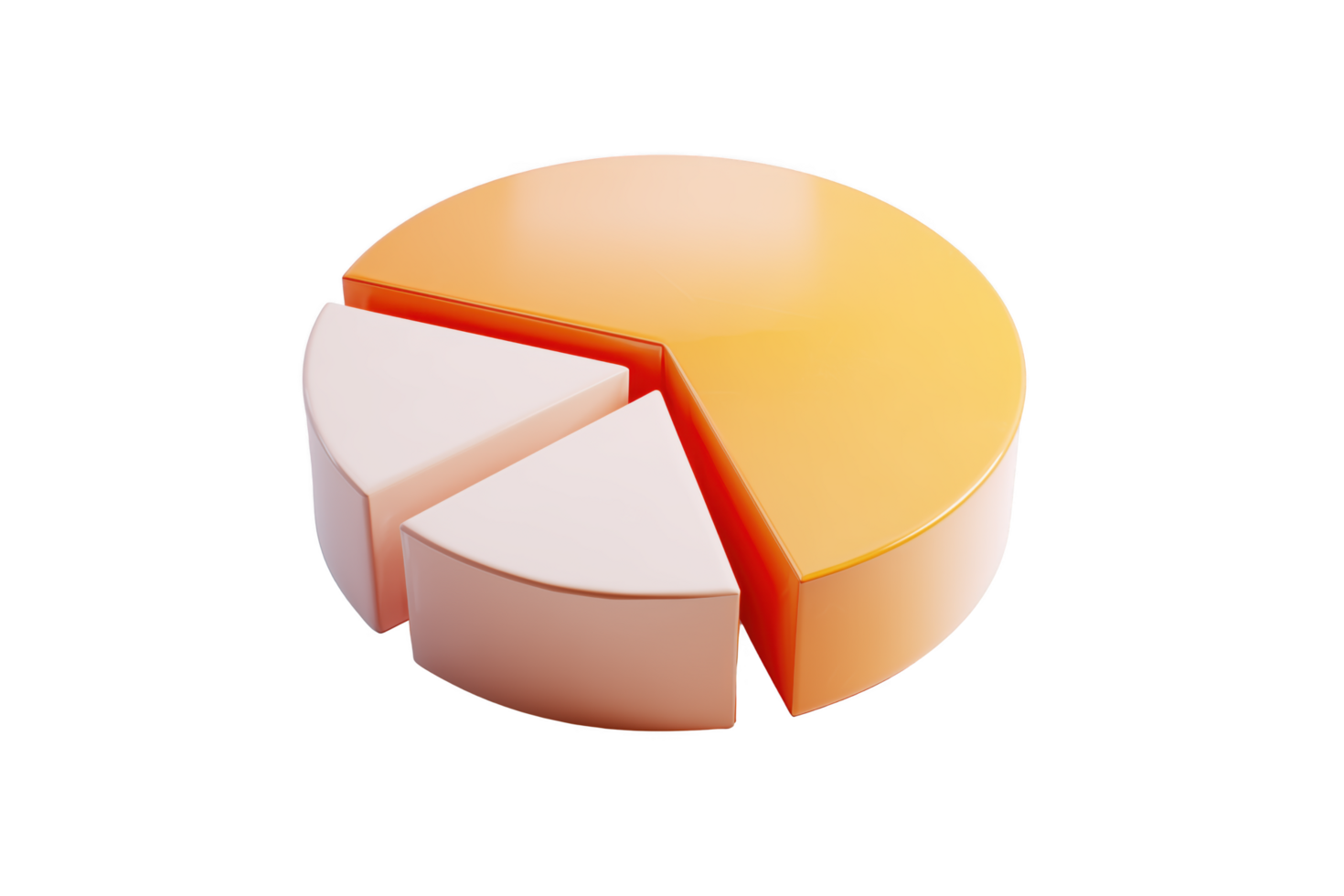 3 re prestados tarta gráfico con naranja y blanco segmentos aislado en un transparente antecedentes grafico datos png