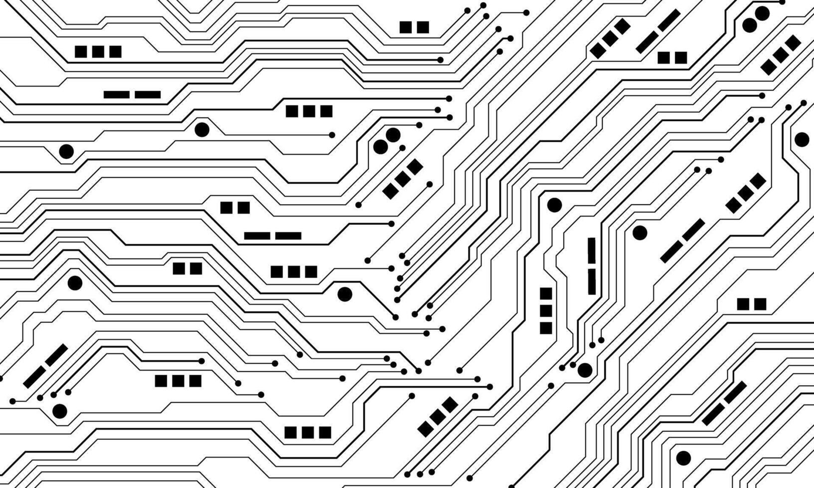 black circuit board technology connected lines electronics elements computer motherboard chip processor semiconductor digital on white background vector