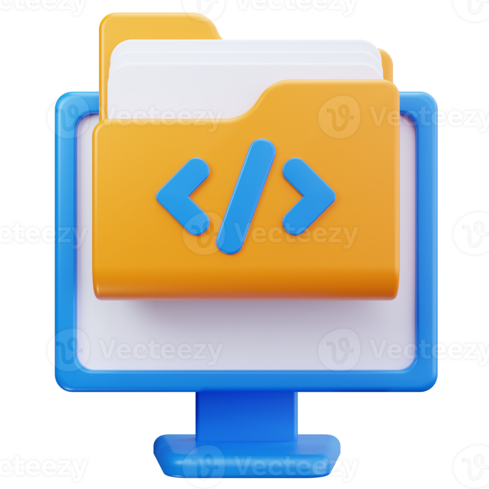 3d ícone monitor codificação rede desenvolvimento png