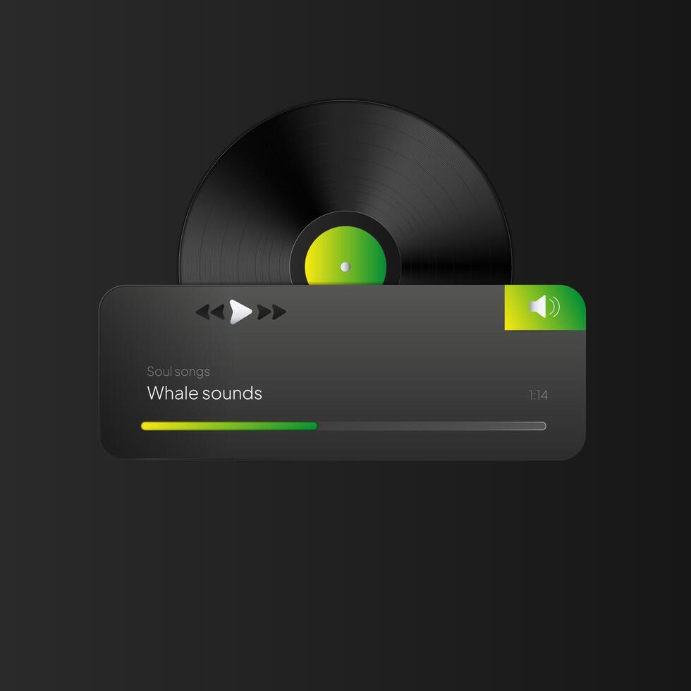 Digital interface vinyl record player apps on a dark background vector