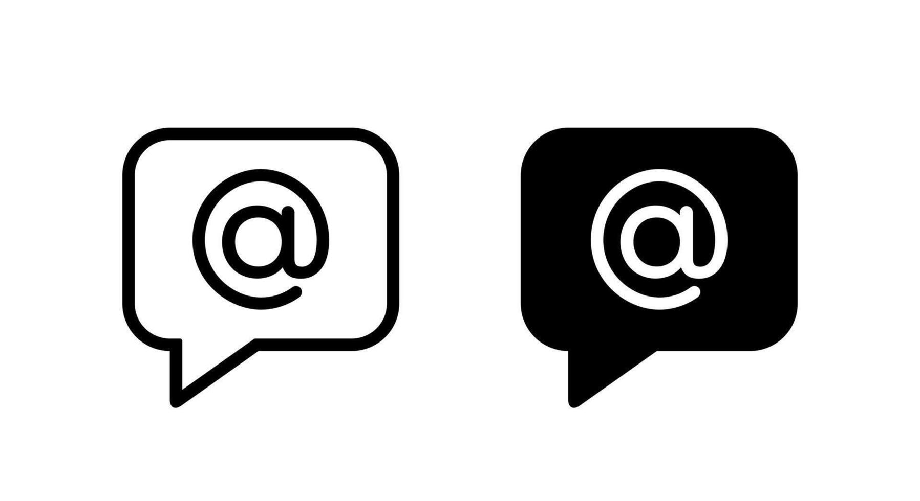 Mention and message icon isolated on white background. Speech bubble with at symbol vector