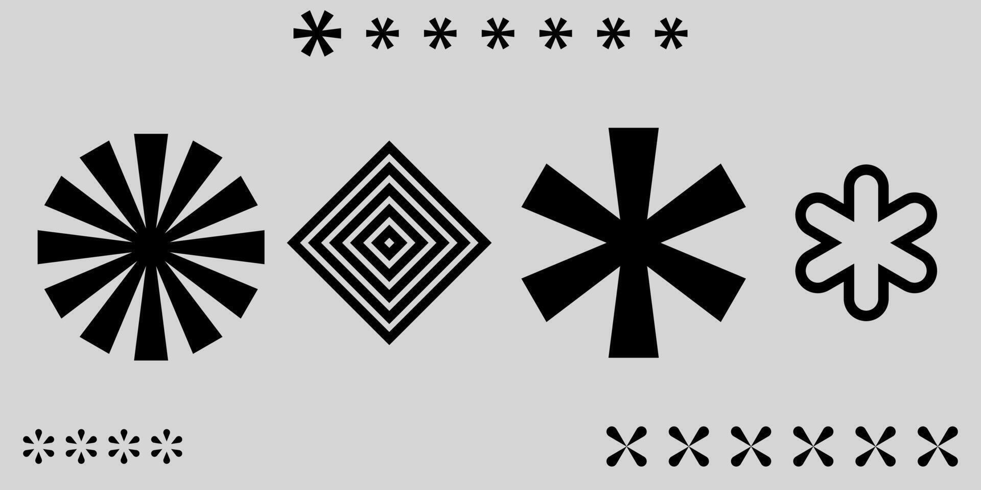 geometric abstract shapes, asterisks icons, graphic elements vector