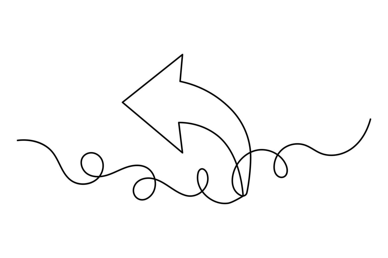 Continuous single line arrow symbol in minimal outline style for elegant creative graphics vector