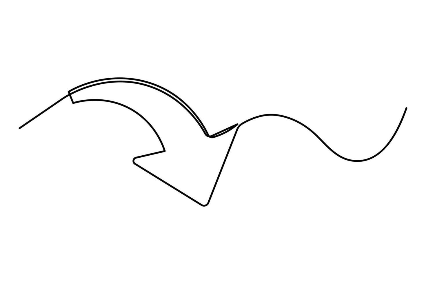 Arrow sign continuous line art minimal drawing with clean outline for aesthetic design use vector