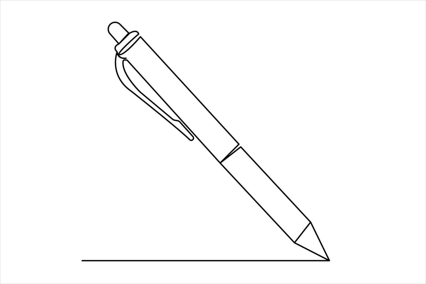 Ball pen continuous single line design isolated outline with artistic minimal illustration concept vector