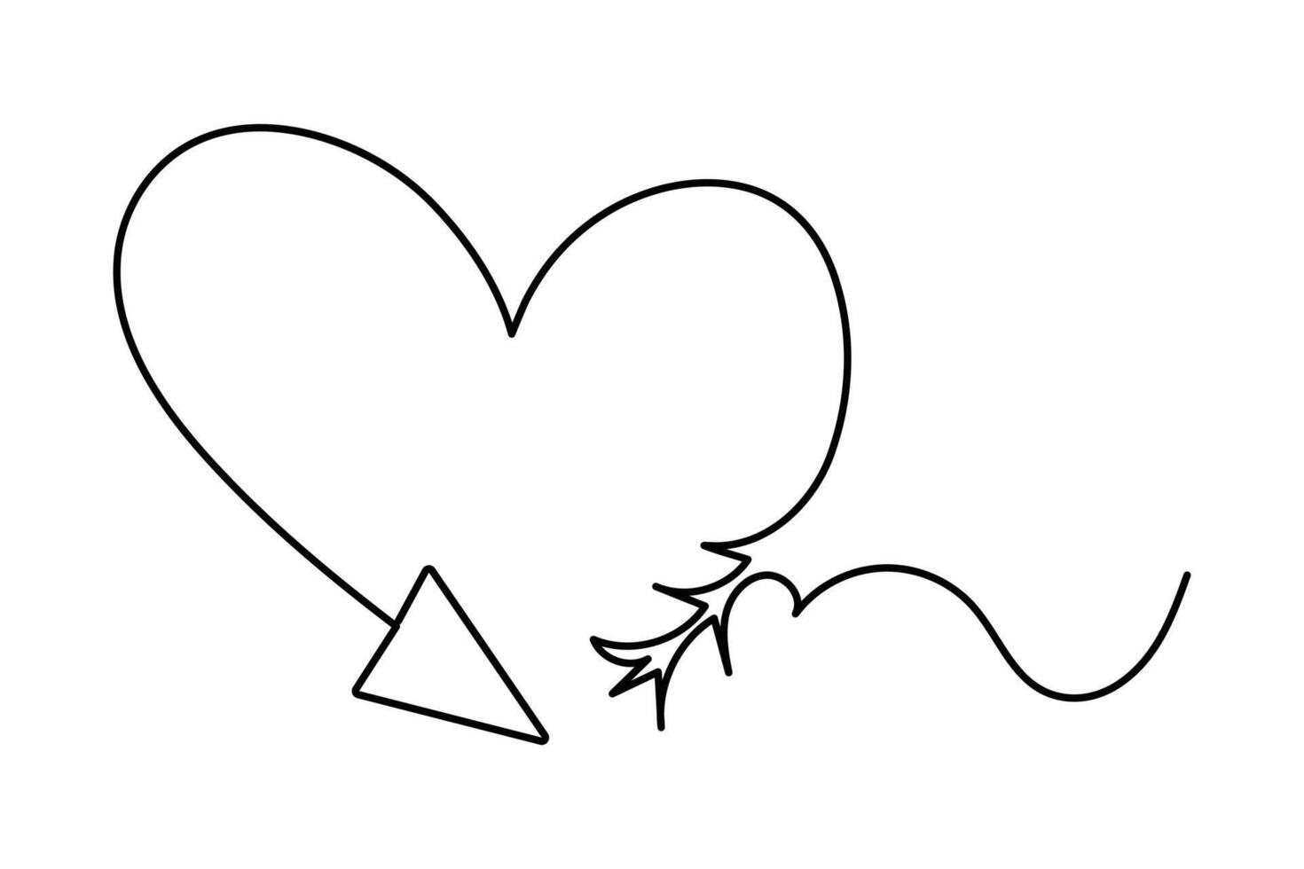 Minimalist arrow sign drawn in continuous line art with smooth outline and simple composition vector