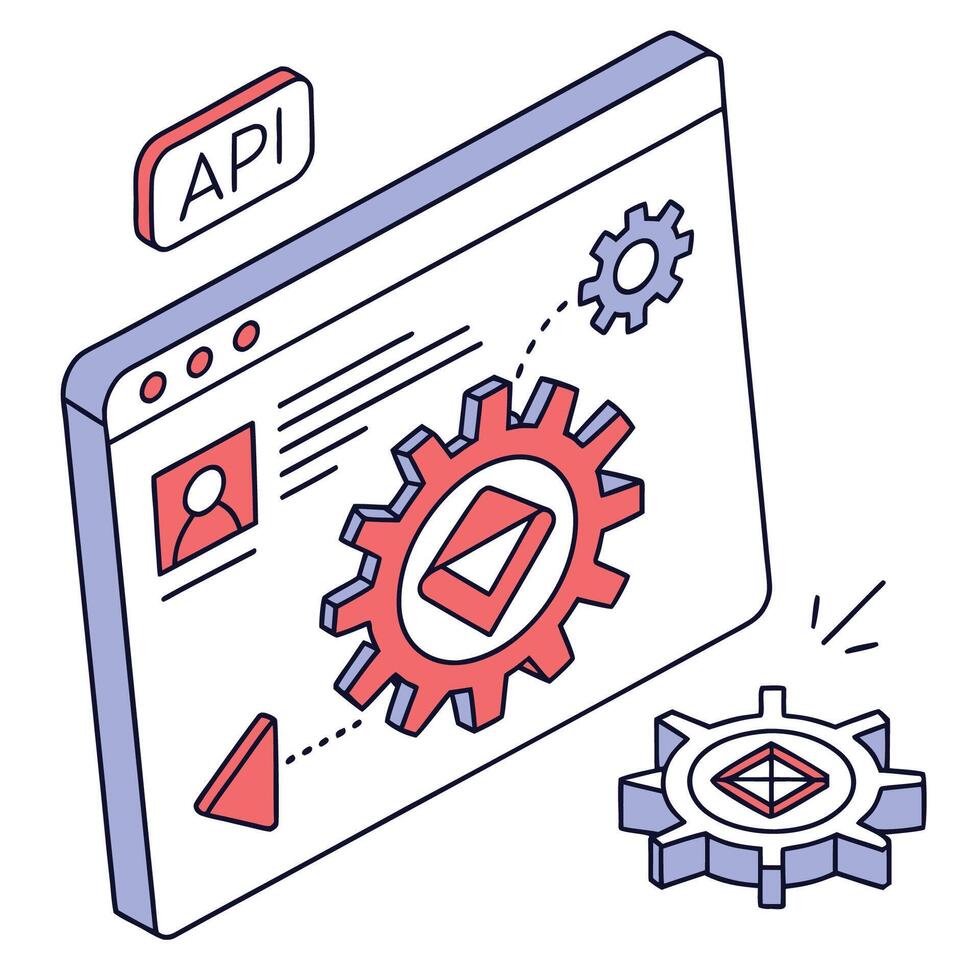 el icono para el api es mostrado con un engranaje y un computadora vector